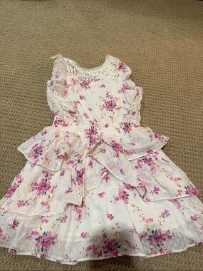 Girls Love Shack Fancy White Floral Ruffle Dress